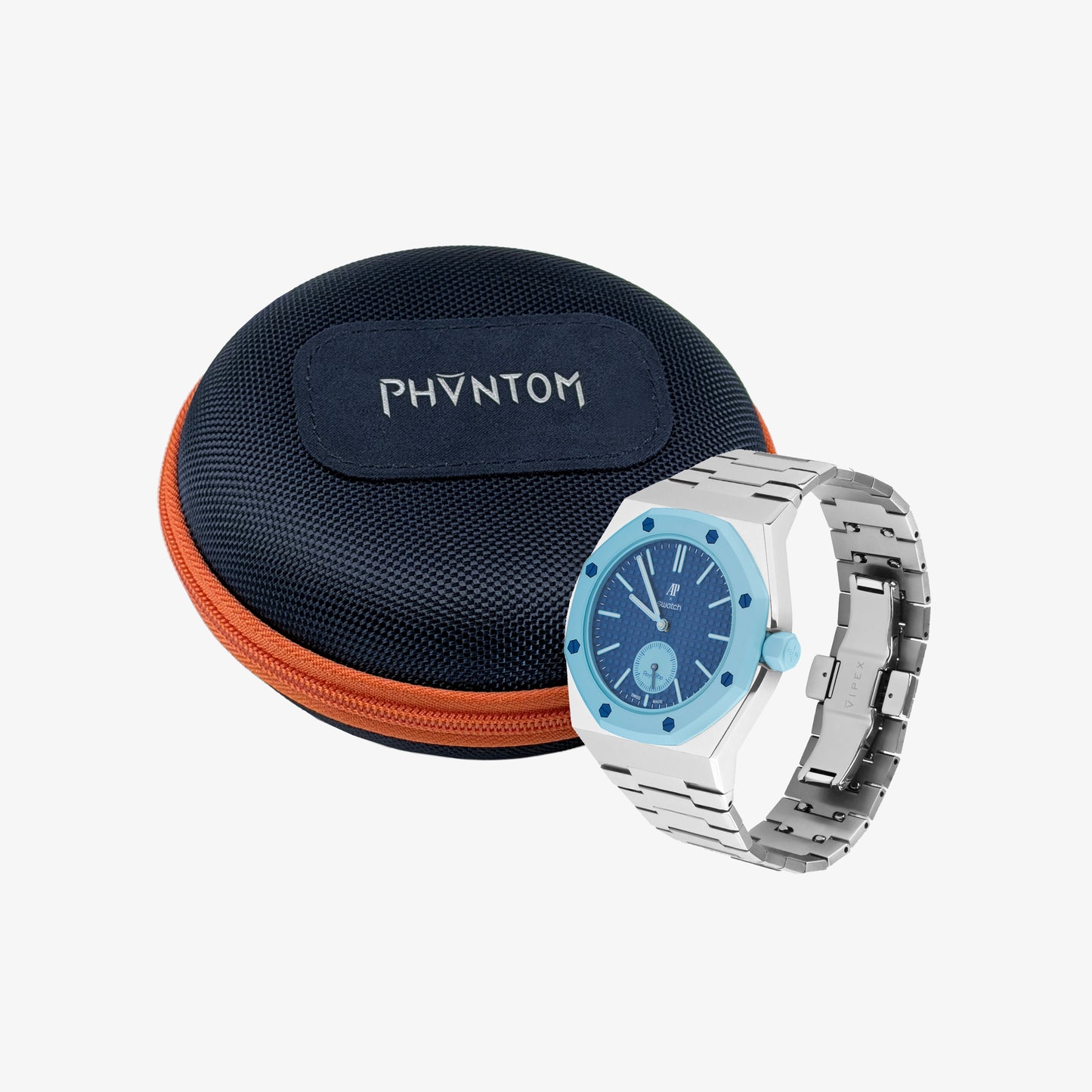 VIPEX Capsule - Stellar Silver - Premium Titanium Case Shield & Titanium Bracelet (Royal Pop pocket watch is not included)
