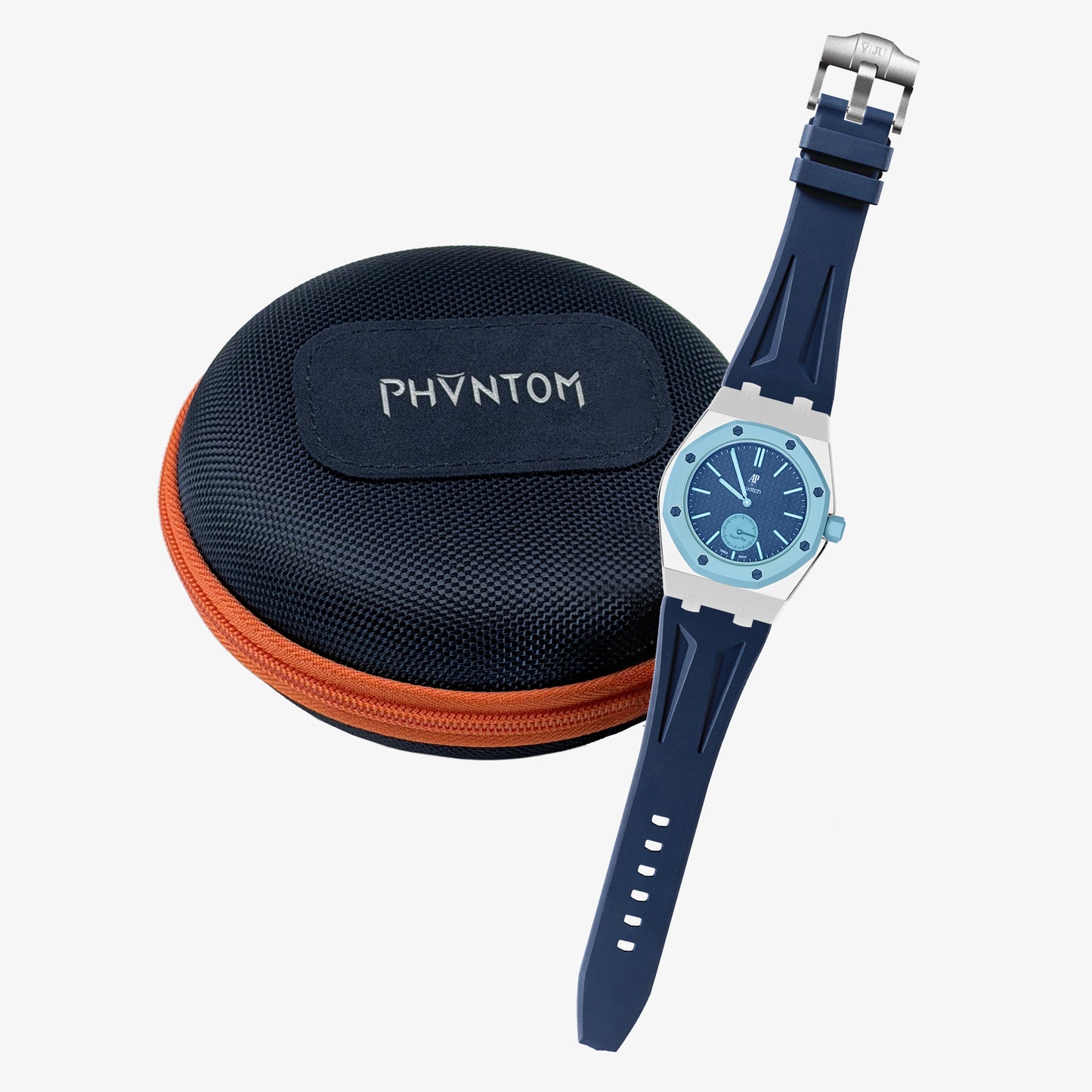 VIPEX Capsule - Titanium Case Shield & Dark Blue FKM Rubber Strap (Royal Pop pocket watch is not included)