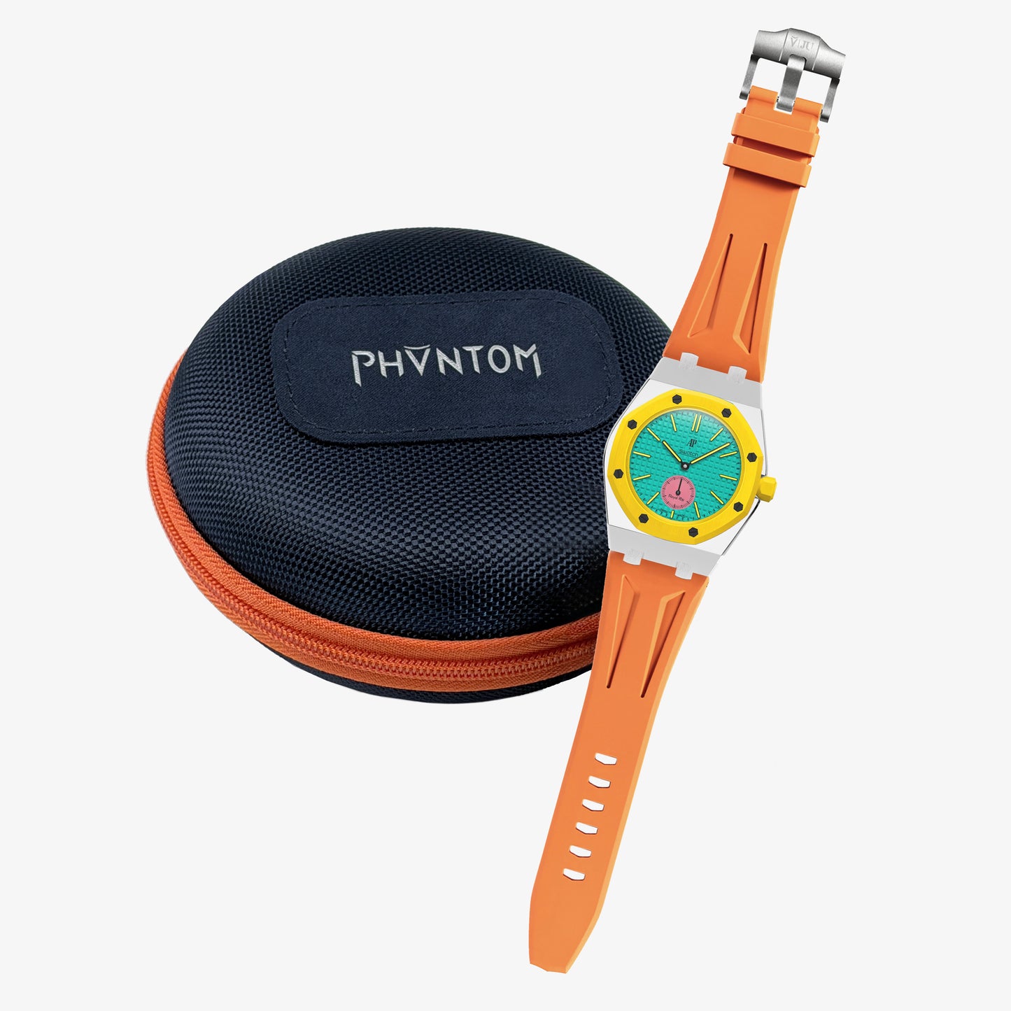 VIPEX Capsule - Titanium Case Shield & Orange FKM Rubber Strap (Royal Pop pocket watch is not included)