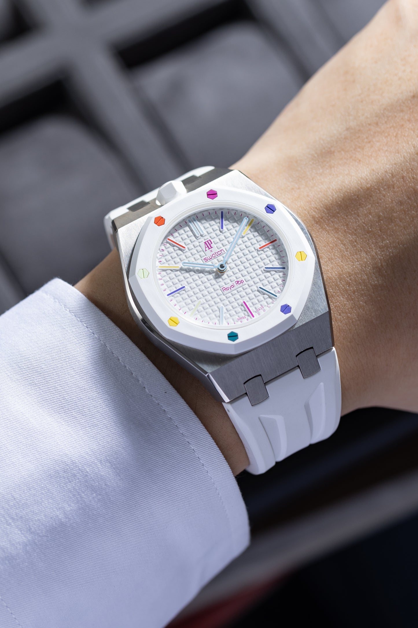 VIPEX Capsule -  Titanium Case Shield & White FKM Rubber Strap (Pre-order, Royal Pop is not included)