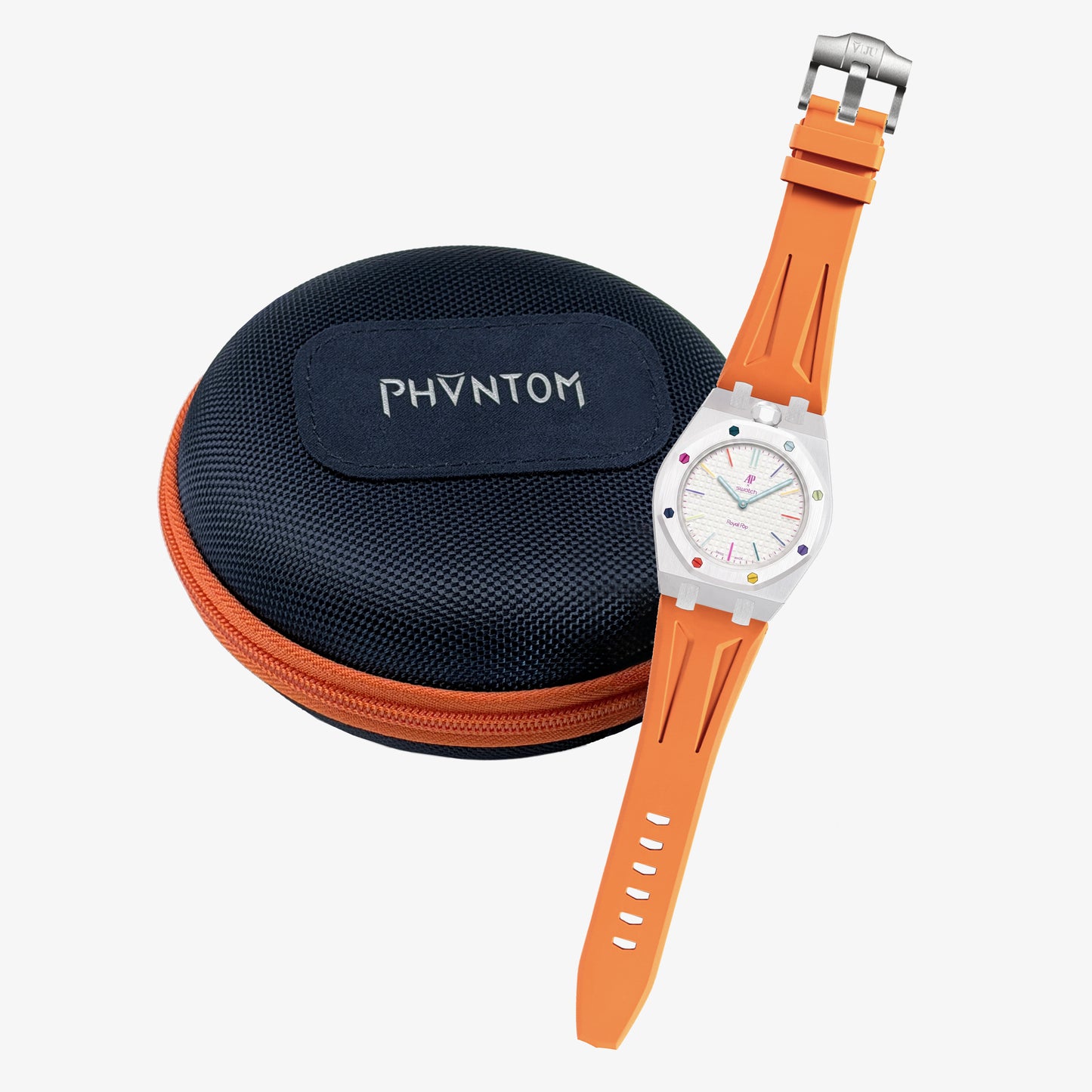 VIPEX Capsule -  Titanium Case Shield & Orange FKM Rubber Strap (Royal Pop pocket watch is not included)
