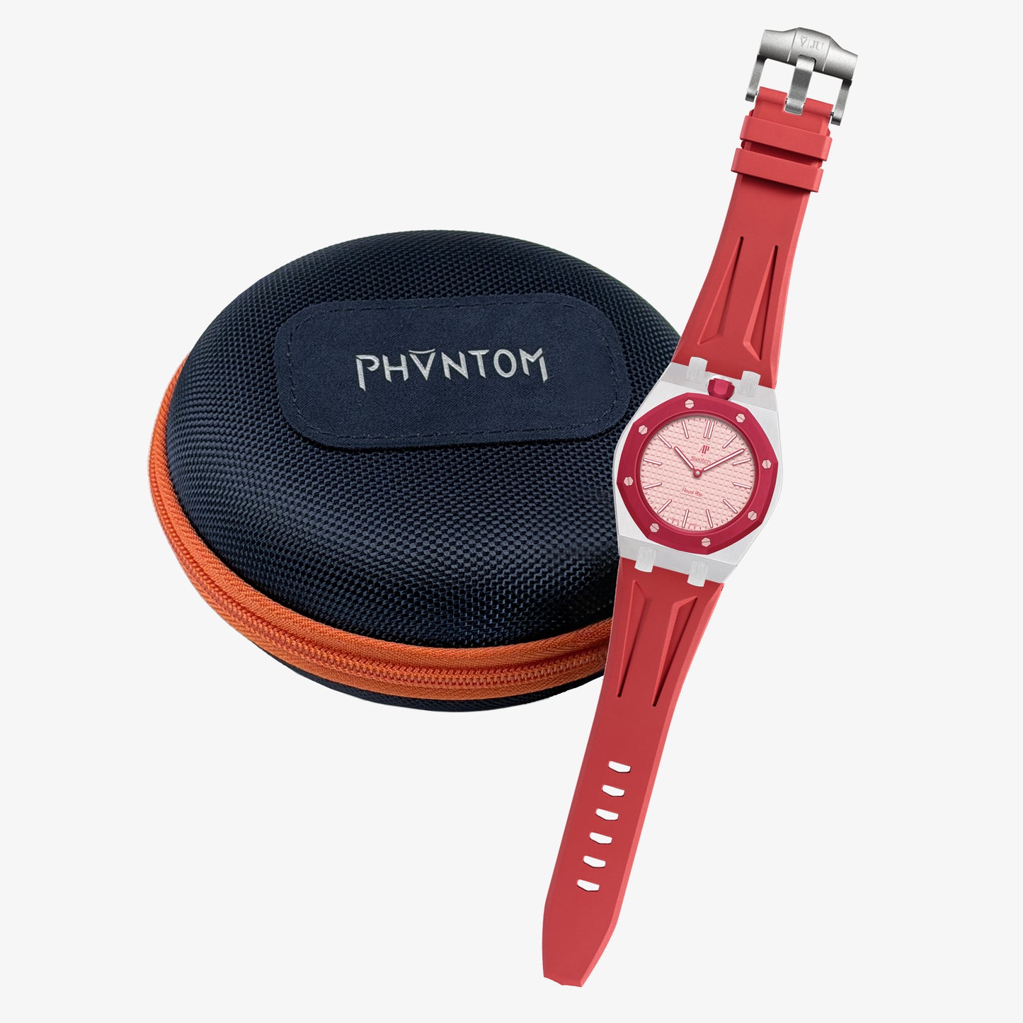 VIPEX Capsule - Titanium Case Shield & Red FKM Rubber Strap (Royal Pop pocket watch is not included)
