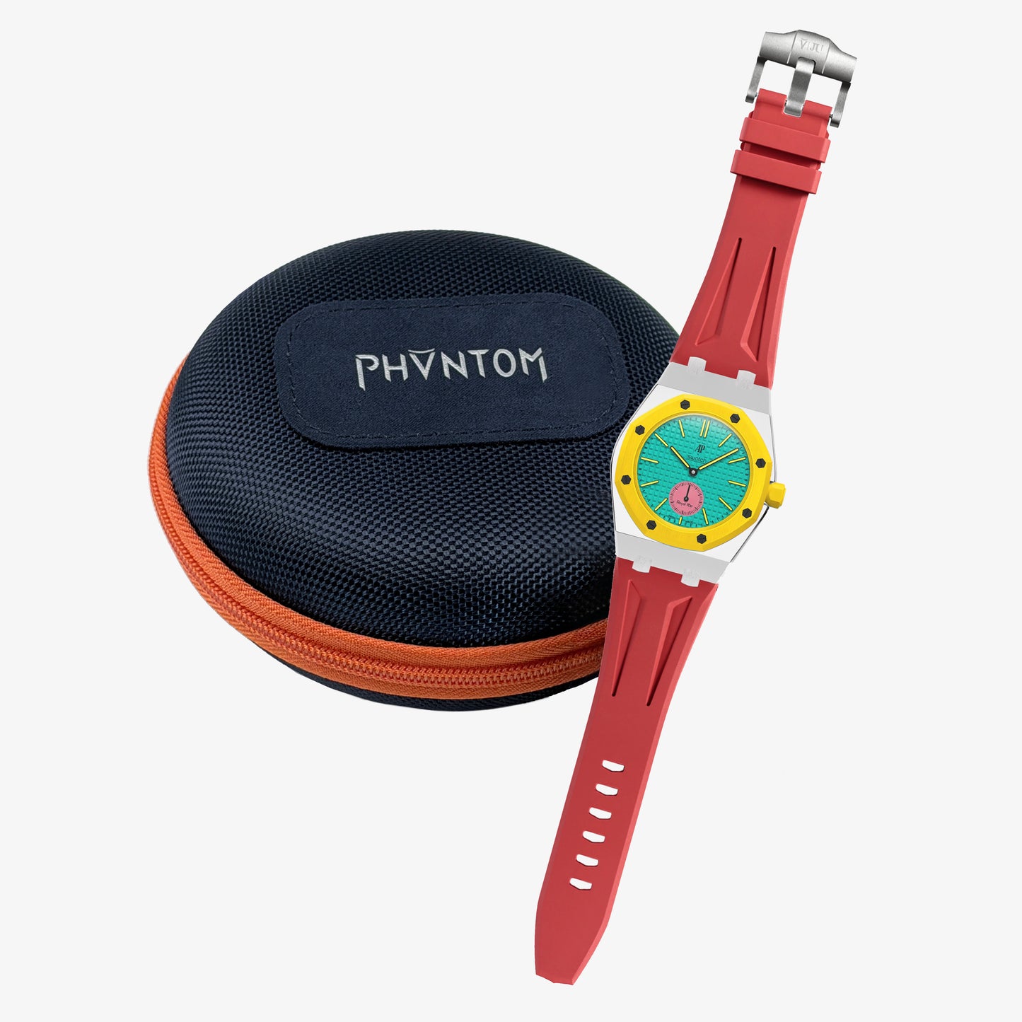 VIPEX Capsule - Titanium Case Shield & Red FKM Rubber Strap (Royal Pop pocket watch is not included)